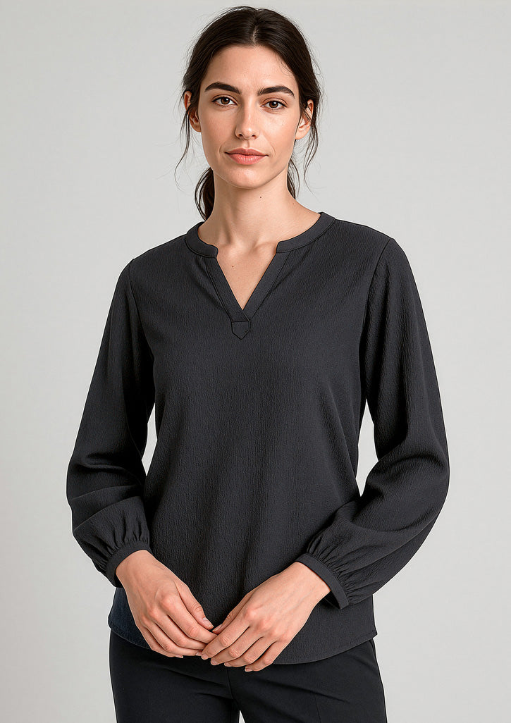 Womens Ruche Long Sleeve Blouse
