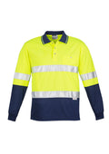 Mens Hi Vis Spliced Long Sleeve Polo - Hoop Taped