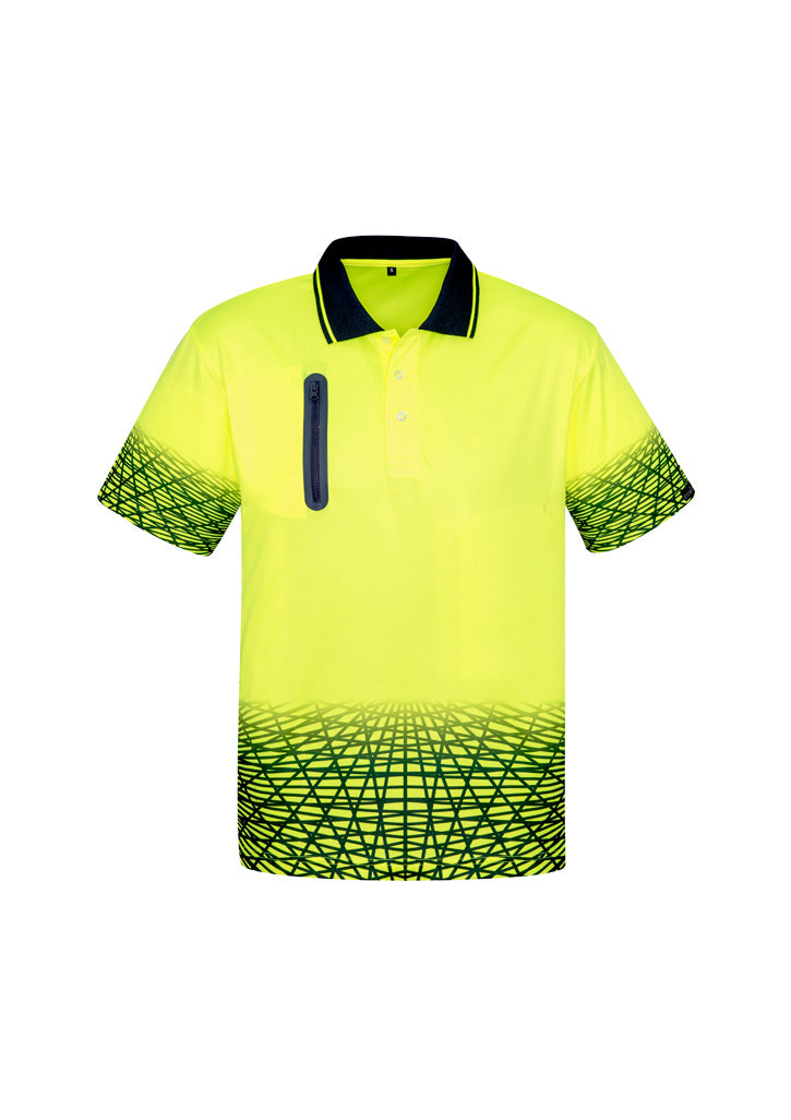 Mens Hi Vis Tracks Short Sleeve Polo