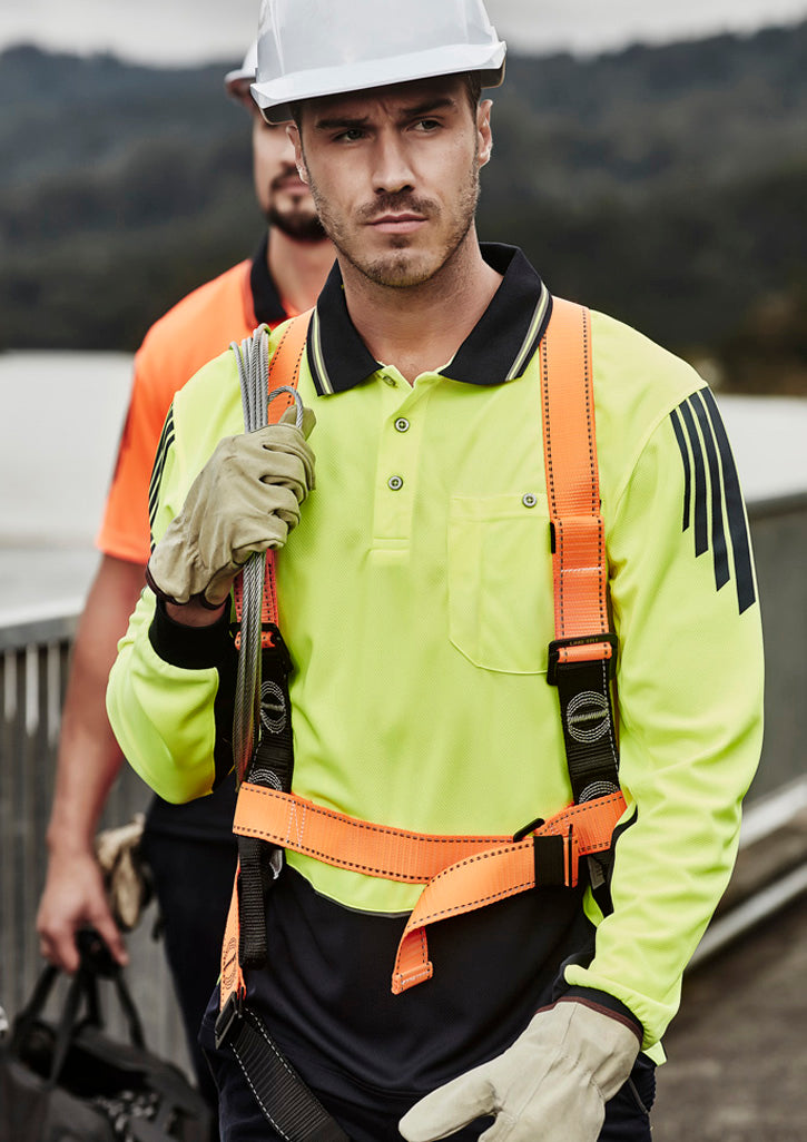 Mens Hi Vis Flux Long Sleeve Polo
