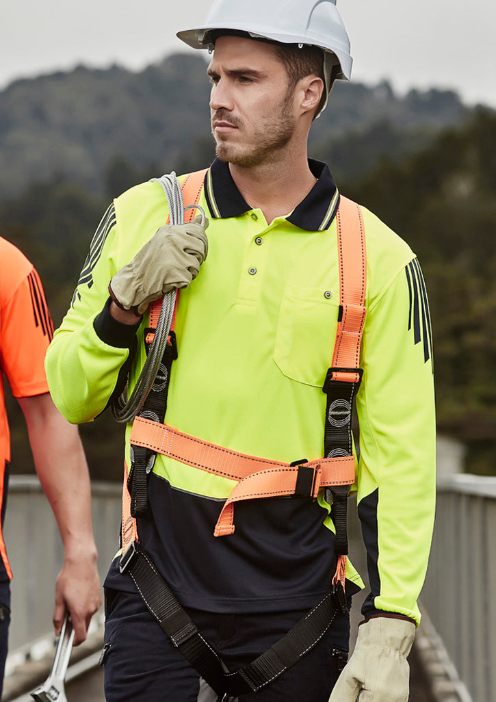 Mens Hi Vis Flux Long Sleeve Polo