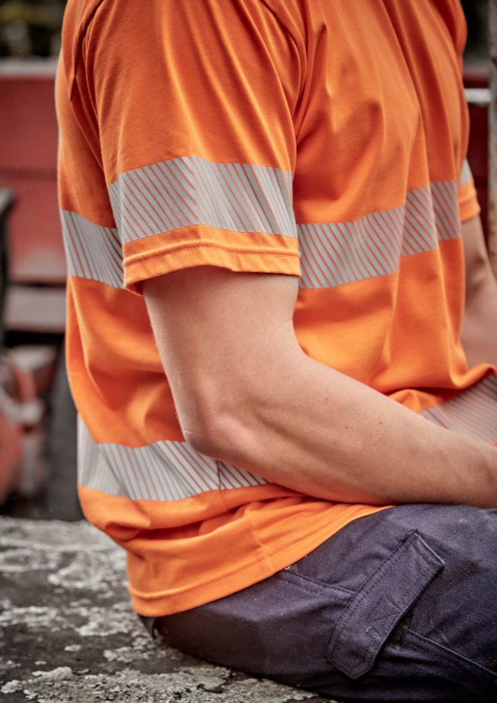 Mens Hi Vis Segmented Tape Cotton Tee