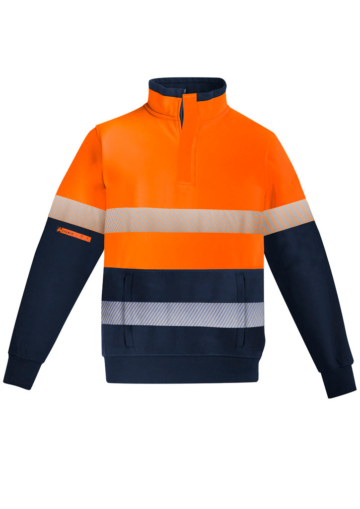 Mens Orange Flame Hi Vis 1/4 Zip Pullover - Hoop Taped
